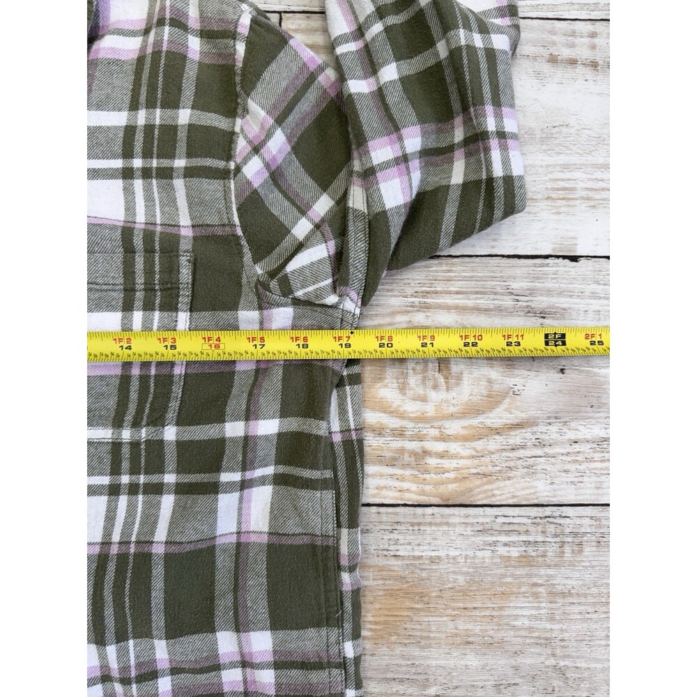 GAP Womens XS Green Pink Plaid Flannel Button Up Shirt Super Soft 100% Cotton - Picture 6 of 8